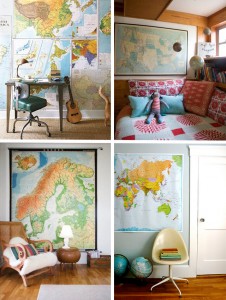decoração com mapas