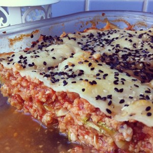gratinado de abobrinha com soja