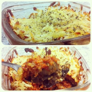 gratinado de beringela e frango